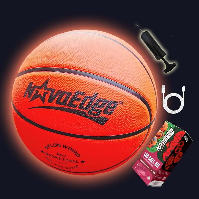 NovaEdge Glow in The Dark Sports Ball | USB-C Rechargeable LED Light-Up for Night, Regular Play by Day | Choose Football, Basketball or Soccer Ball | for Kids, Teens & Adults - Image 2